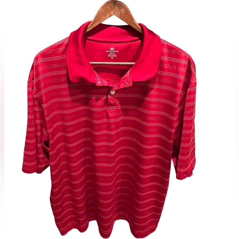 Dockers red striped short sleeved golf men’s shirt size XL